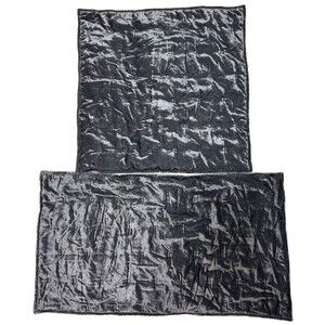 West Elm Gray Velvet Shams Euro King 2 Whimsigoth Dark Academia Stitch Quilt k